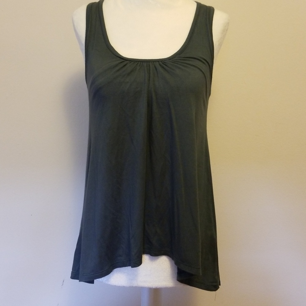 Ella Moss Olive Green Ruffled Racerback Top - Picture 3 of 4